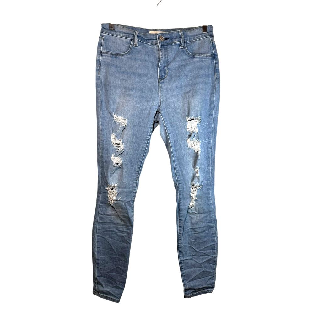 Pacsun Womens Super Stretch Distressed Jegging Jeans High Rise Light Wash Sz 28